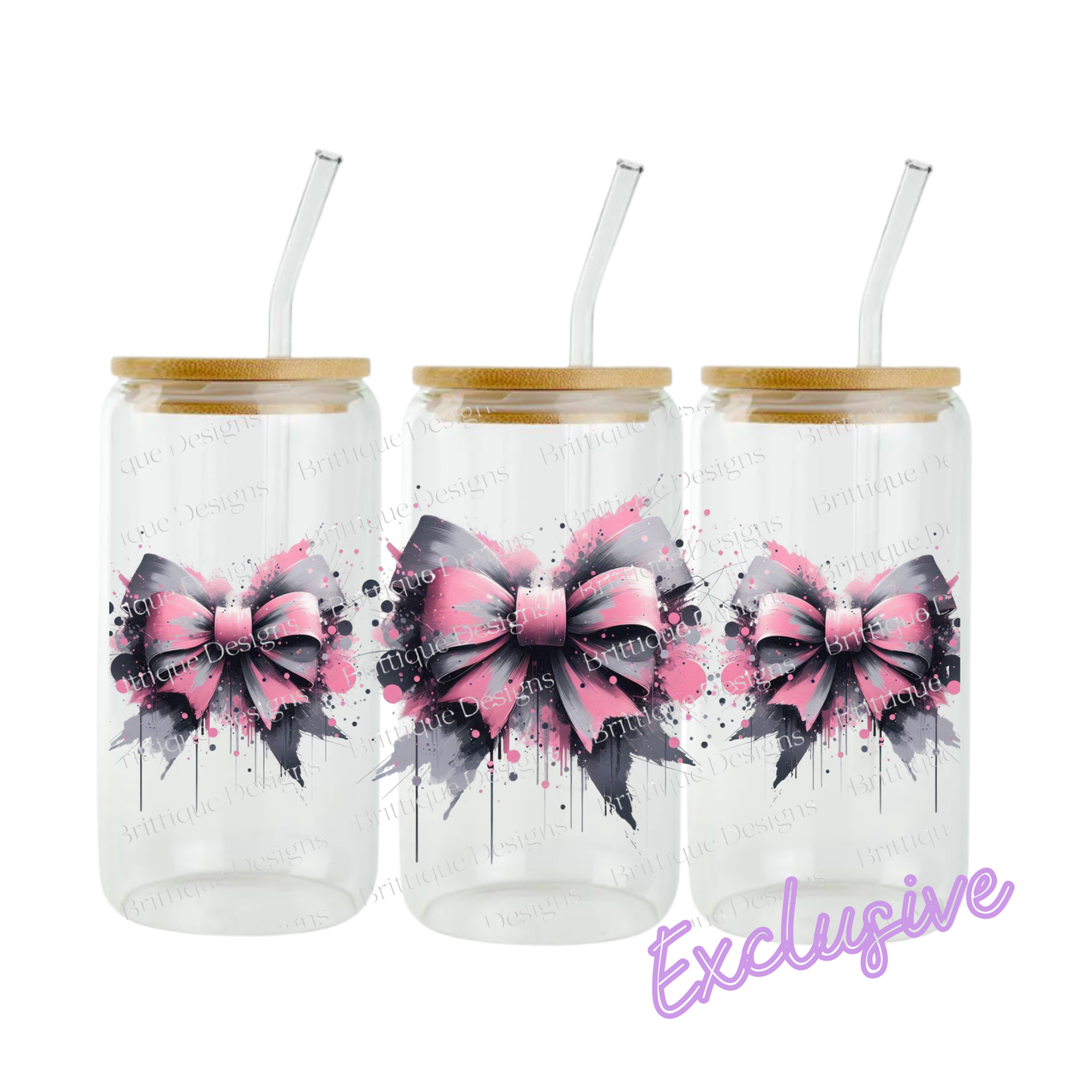 Black & Pink Bows | 16oz UV DTF Exclusive