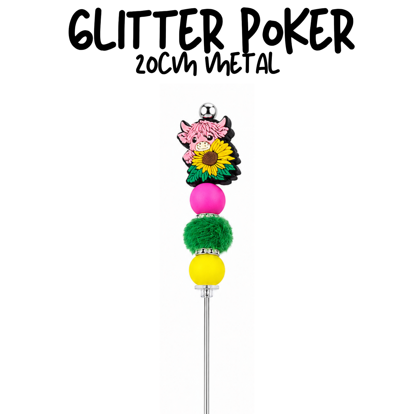 Highland & Sunflower | 8" Glitter Poker