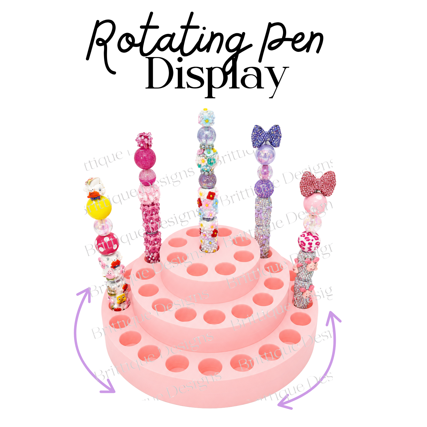 3 Tier Spinning Cake Pen Holder – Light Pink | Old Model | Seconds & Samples