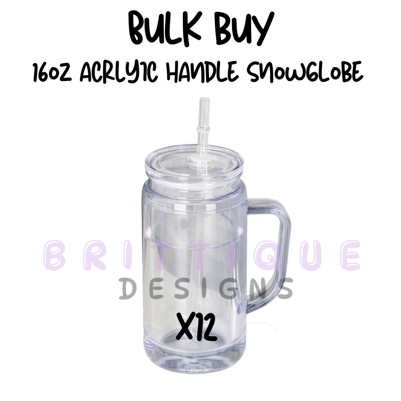 BULK BUY | 16oz Acrylic Handle Snowglobe | Clear