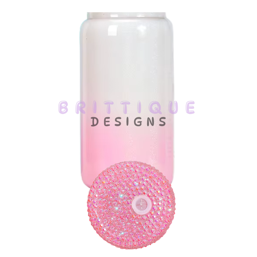 16oz Sublimation Ombre Shimmer Glass Libbey + Bling Lid Blank