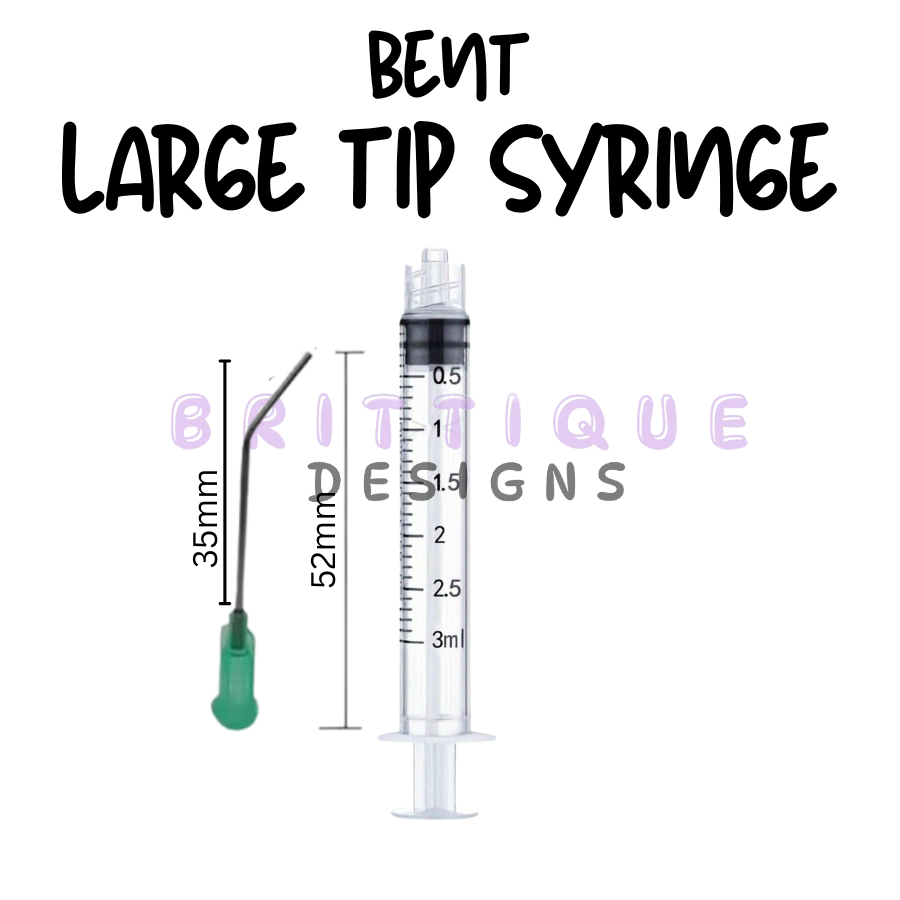 Bent Tip 3ml Locking Syringe for Snow Globes | Air Bubble Remover Tool