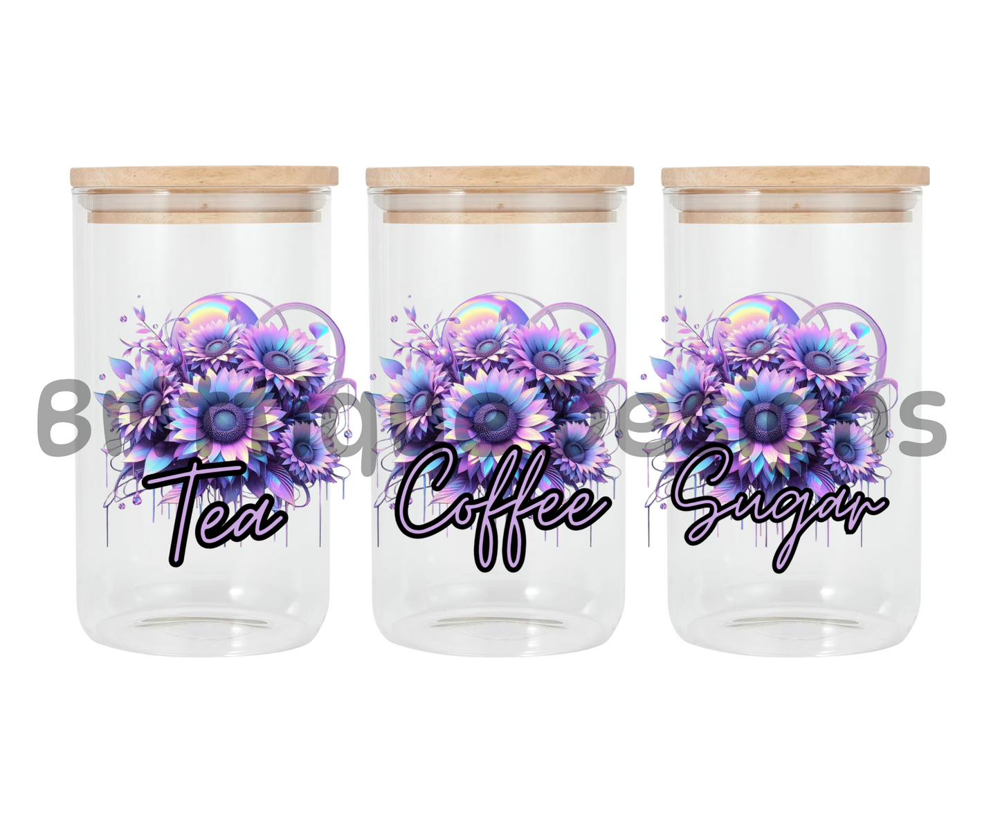 Purple Flowers | Canister Decal | 16oz Double Sided UV DTF | #401