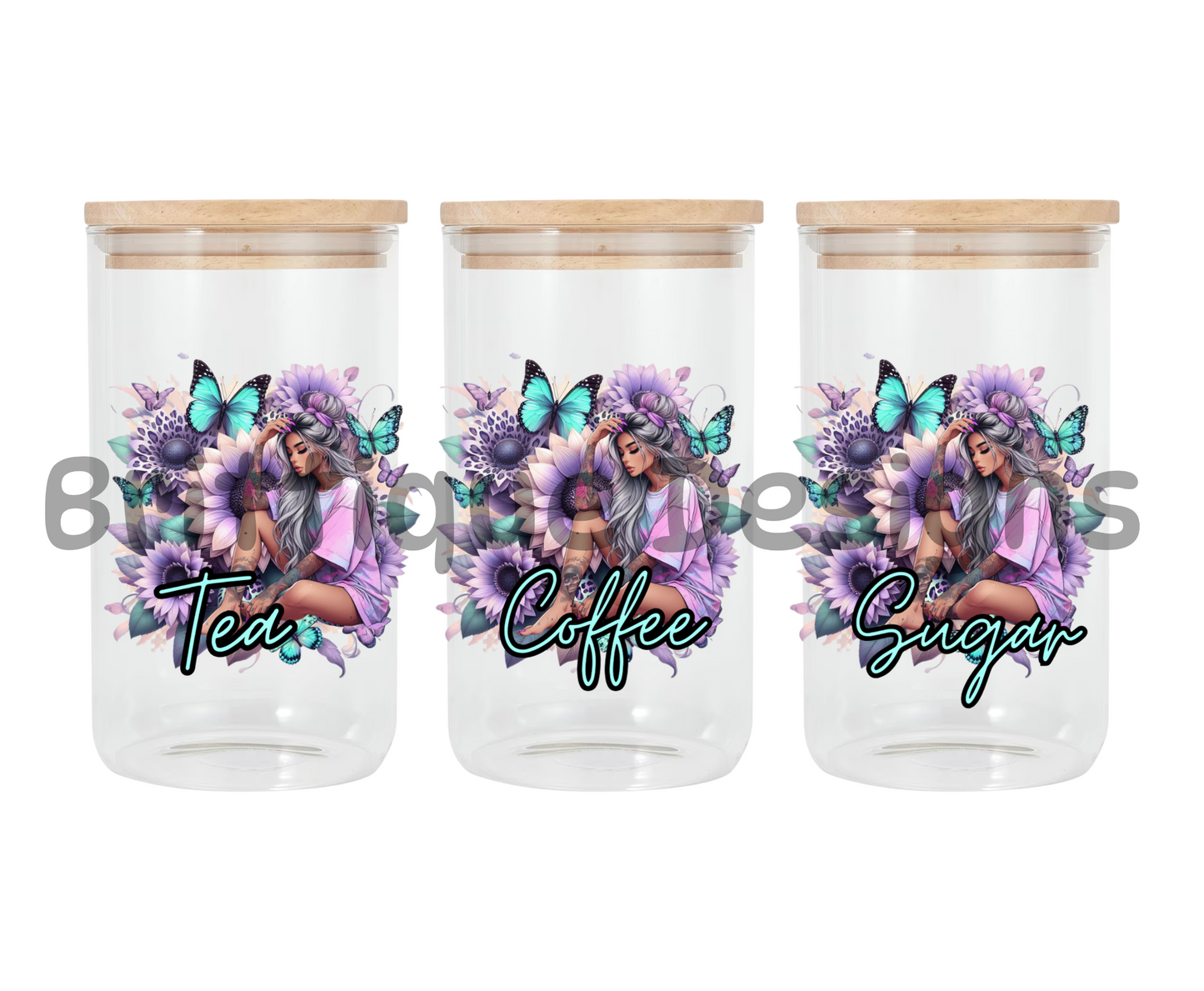 Tattoo Girl Purple | Canister Decal | 16oz Double Sided UV DTF | #409