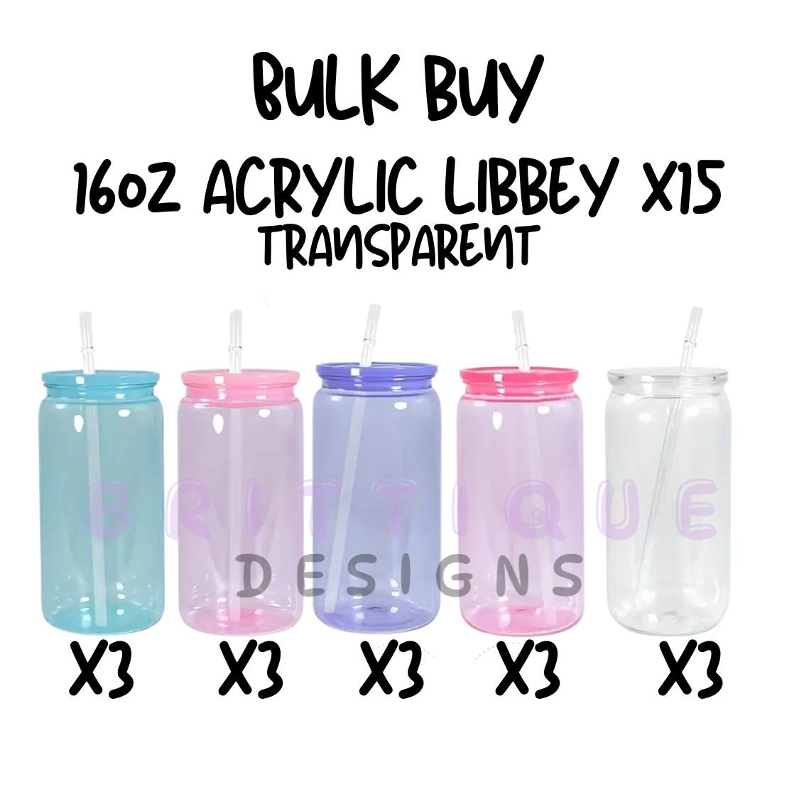 BULK BUY | 16oz Transparent Acrylic Libbey