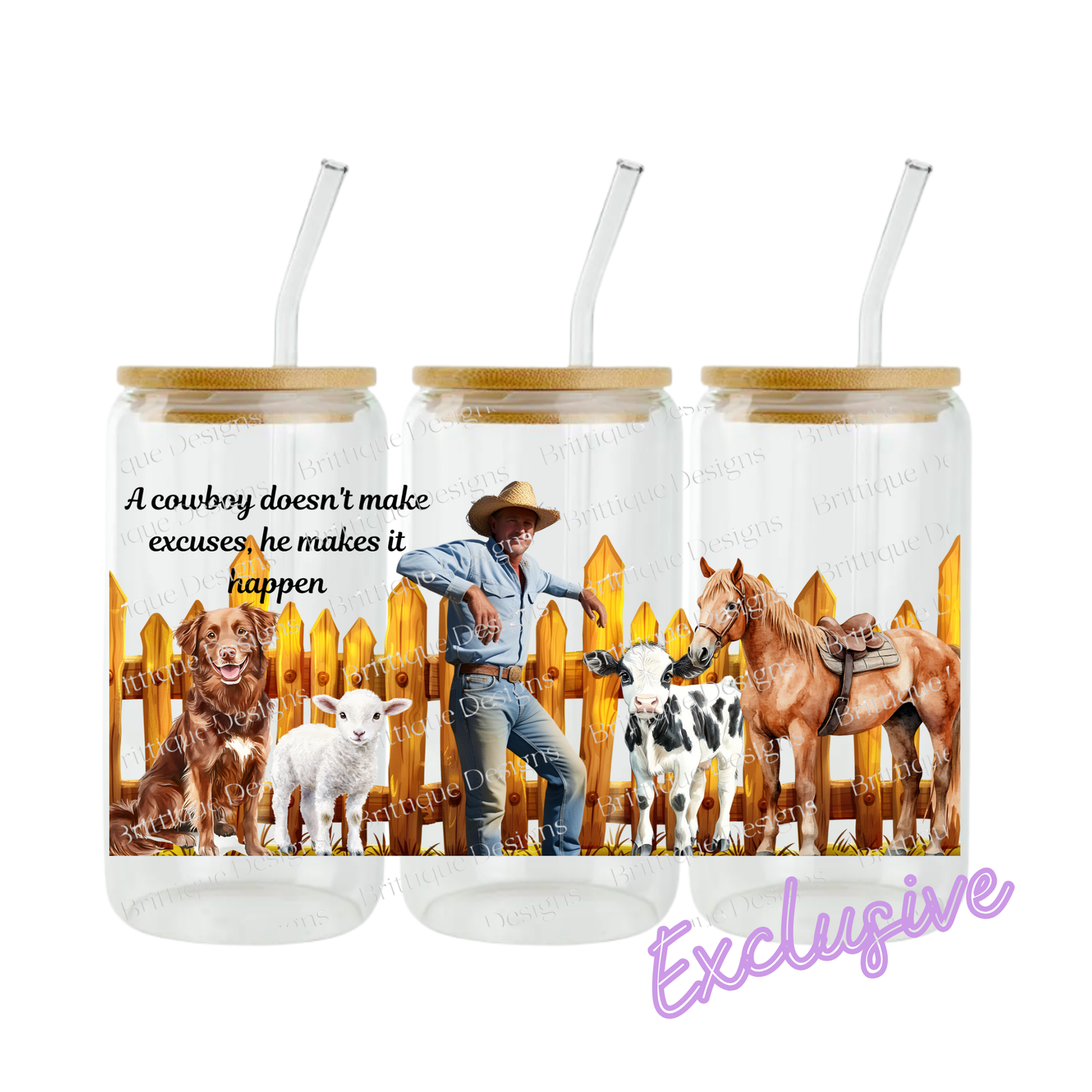 No Excuse Cowboy | 16oz UV DTF Exclusive