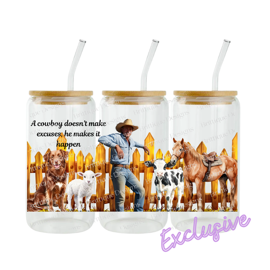 No Excuse Cowboy | 16oz UV DTF Exclusive