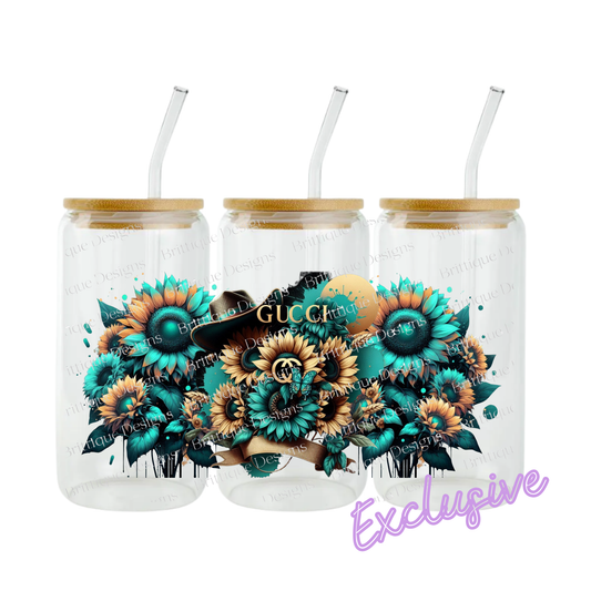9ucc1 Teal Flowers | 16oz UV DTF Exclusive