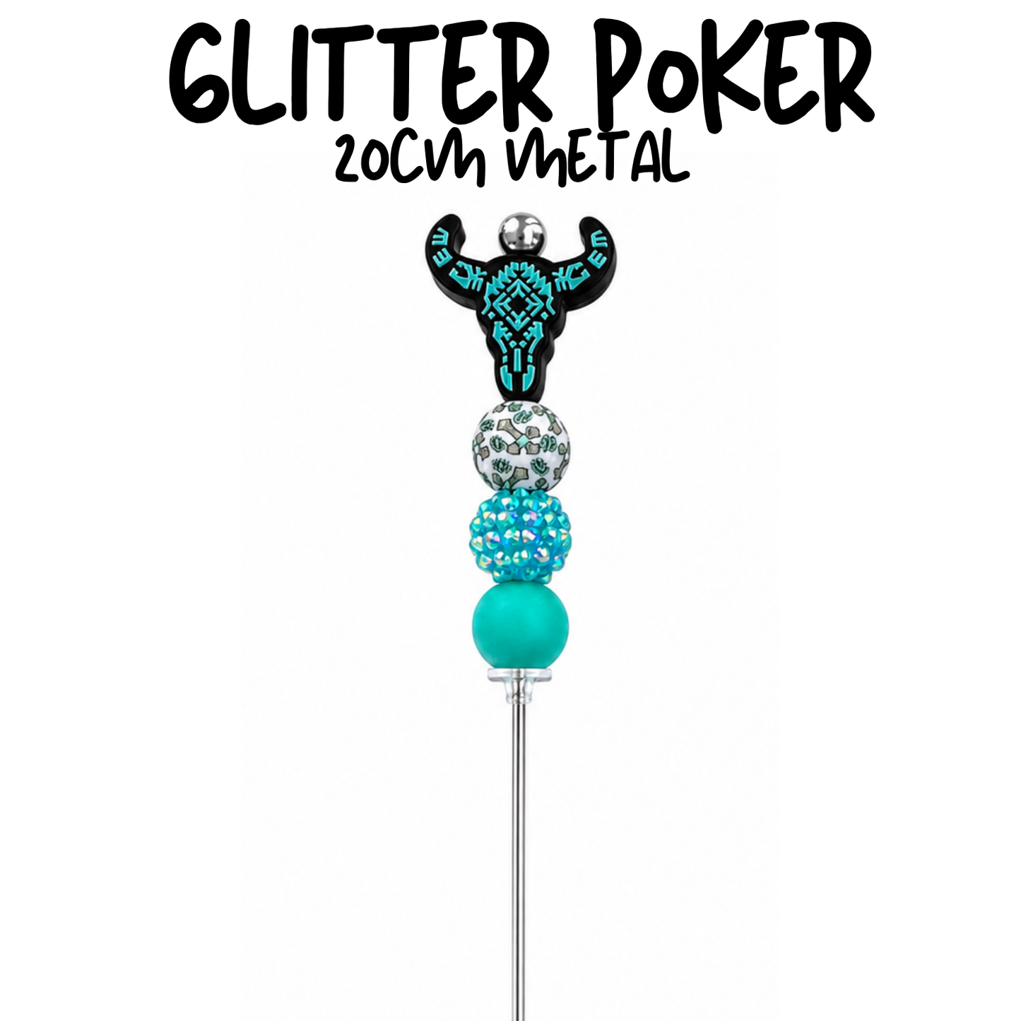 Aztec Cow Head | 8" Glitter Poker