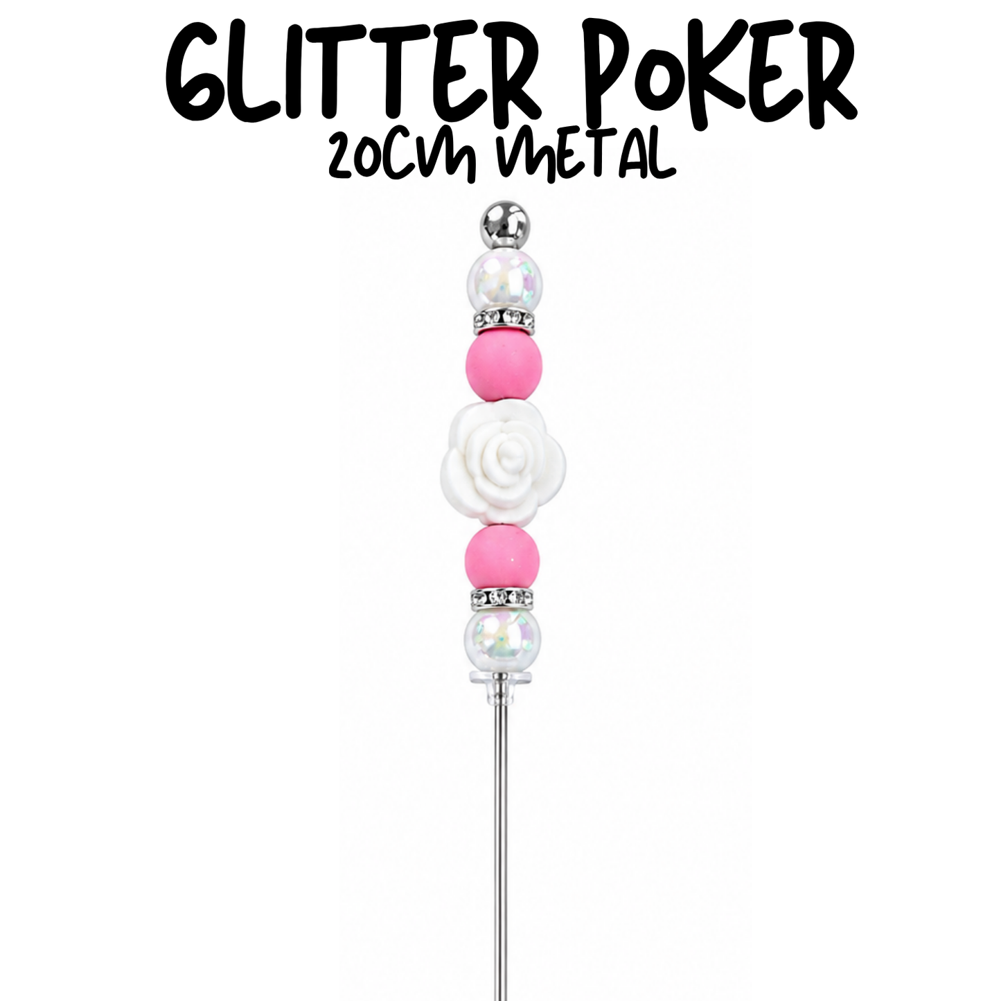 White Rose | 8" Glitter Poker