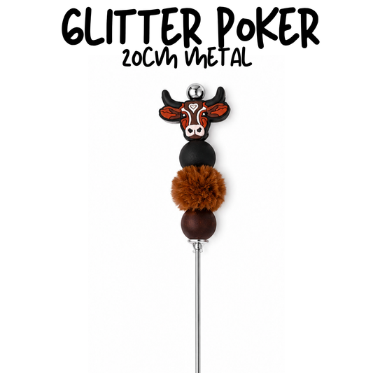 Cow Head | 8" Glitter Poker