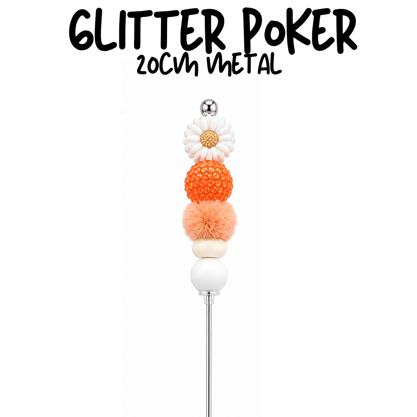 White Flower | 8" Glitter Poker