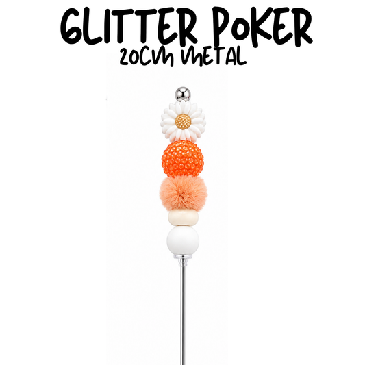 White Flower | 8" Glitter Poker