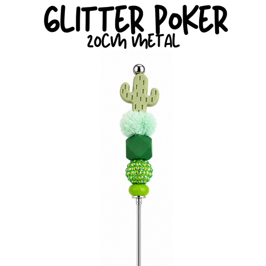Green Cactus | 8" Glitter Poker