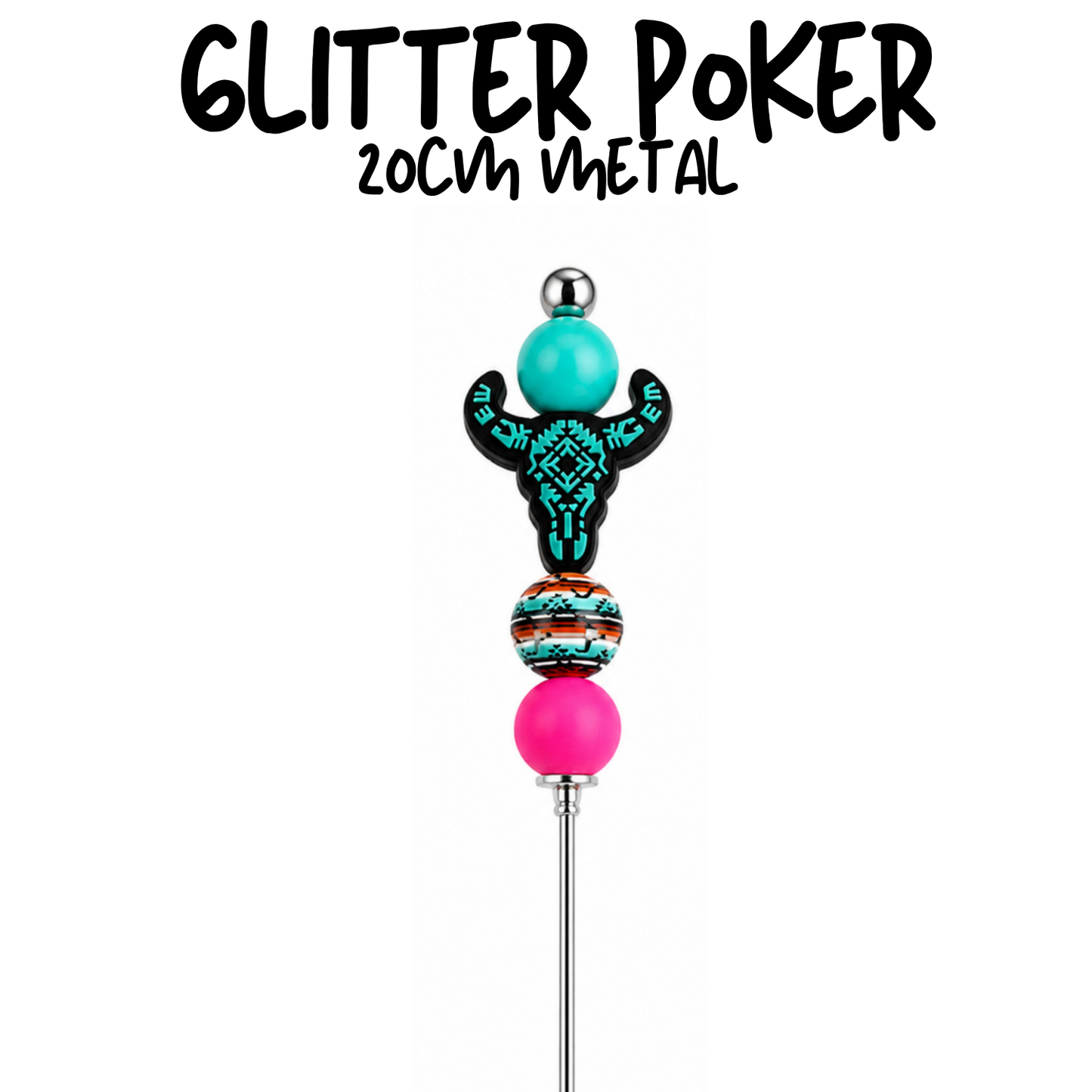 Aztec Cow Head | 8" Glitter Poker