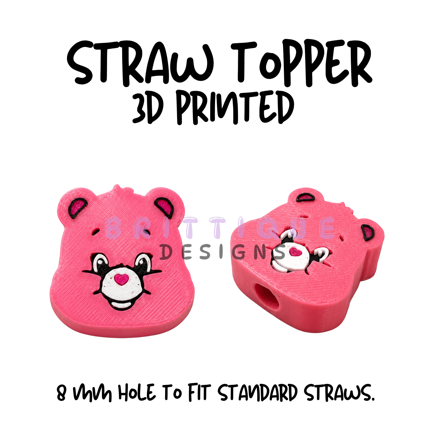 Straw Toppers | 3D Printed | 8mm Hole