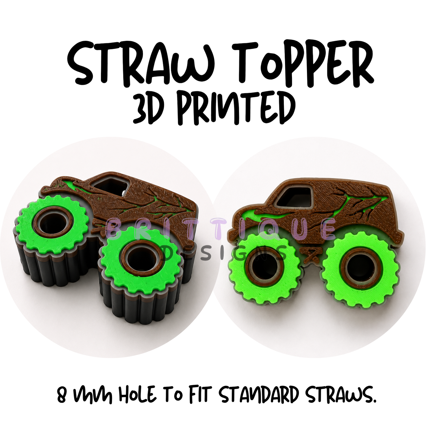 Straw Toppers | 3D Printed | 8mm Hole