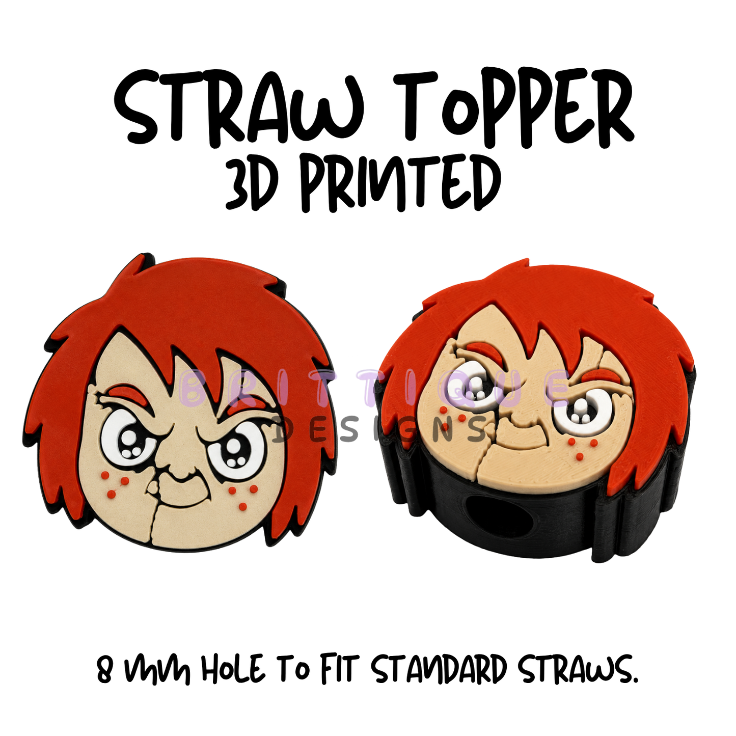 Straw Toppers | 3D Printed | 8mm Hole
