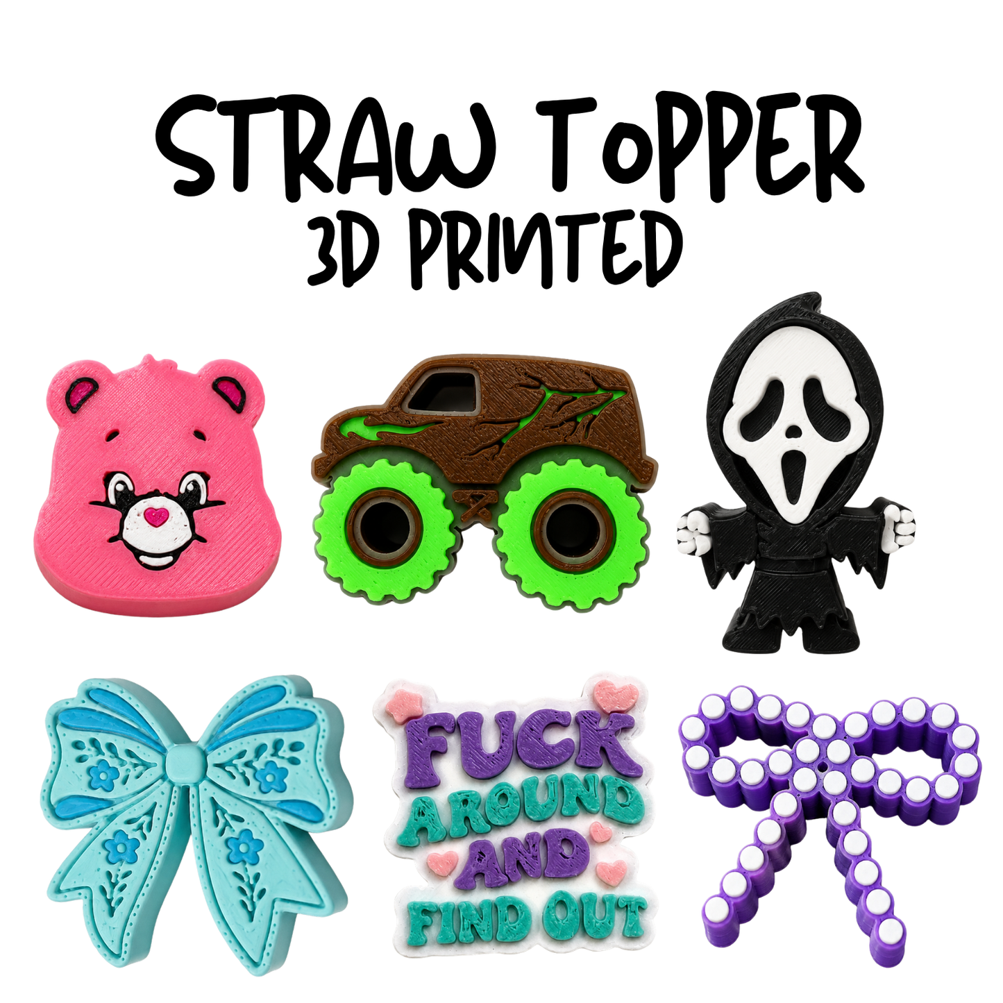 Straw Toppers | 3D Printed | 8mm Hole
