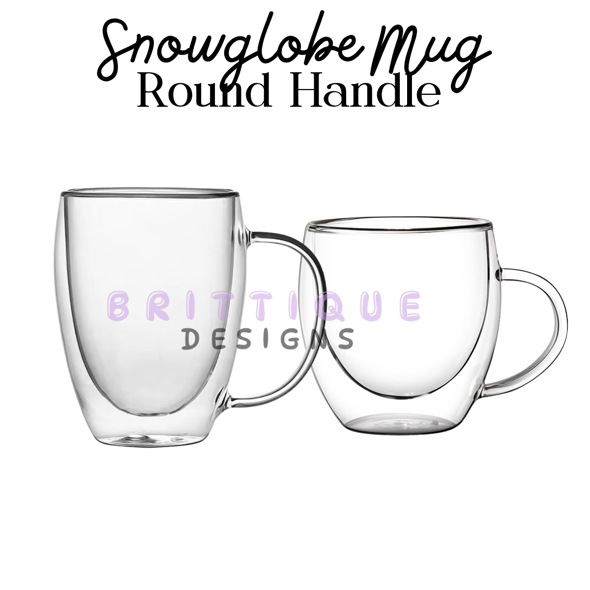 Glass Snowglobe Mug Blank | Hot & Cold Friendly | Round Handle
