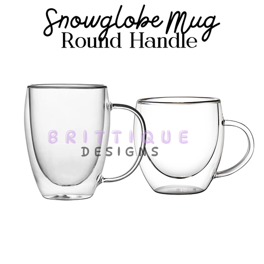 Glass Snowglobe Mug Blank | Hot & Cold Friendly | Round Handle