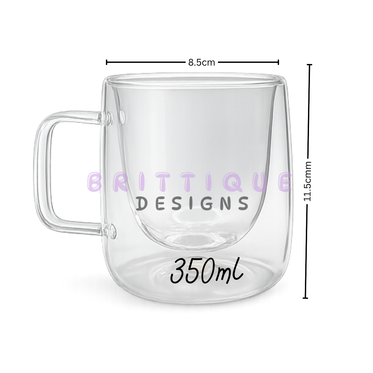 Glass Snowglobe Mug Blank | Hot & Cold Friendly | Square Handle