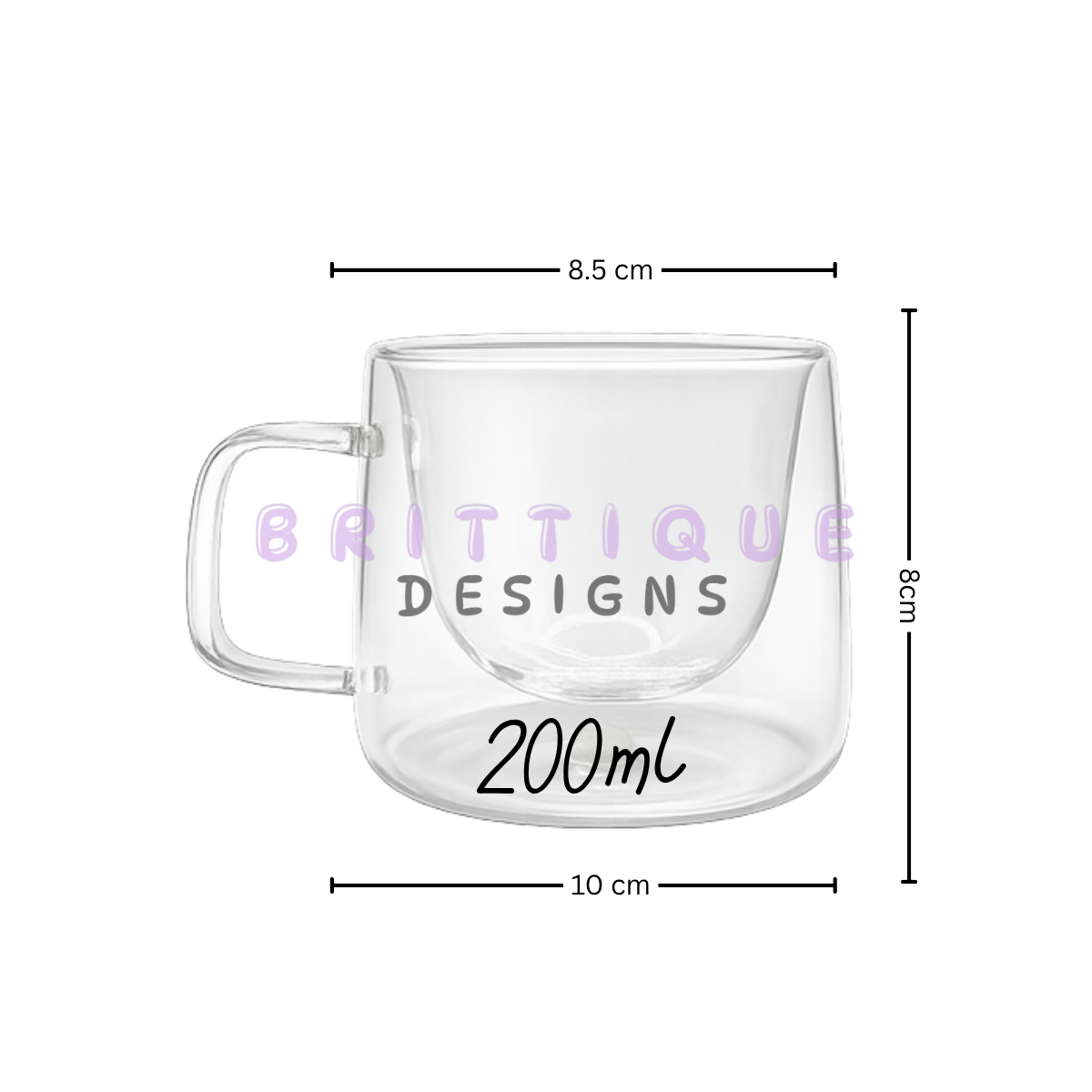 Glass Snowglobe Mug Blank | Hot & Cold Friendly | Square Handle