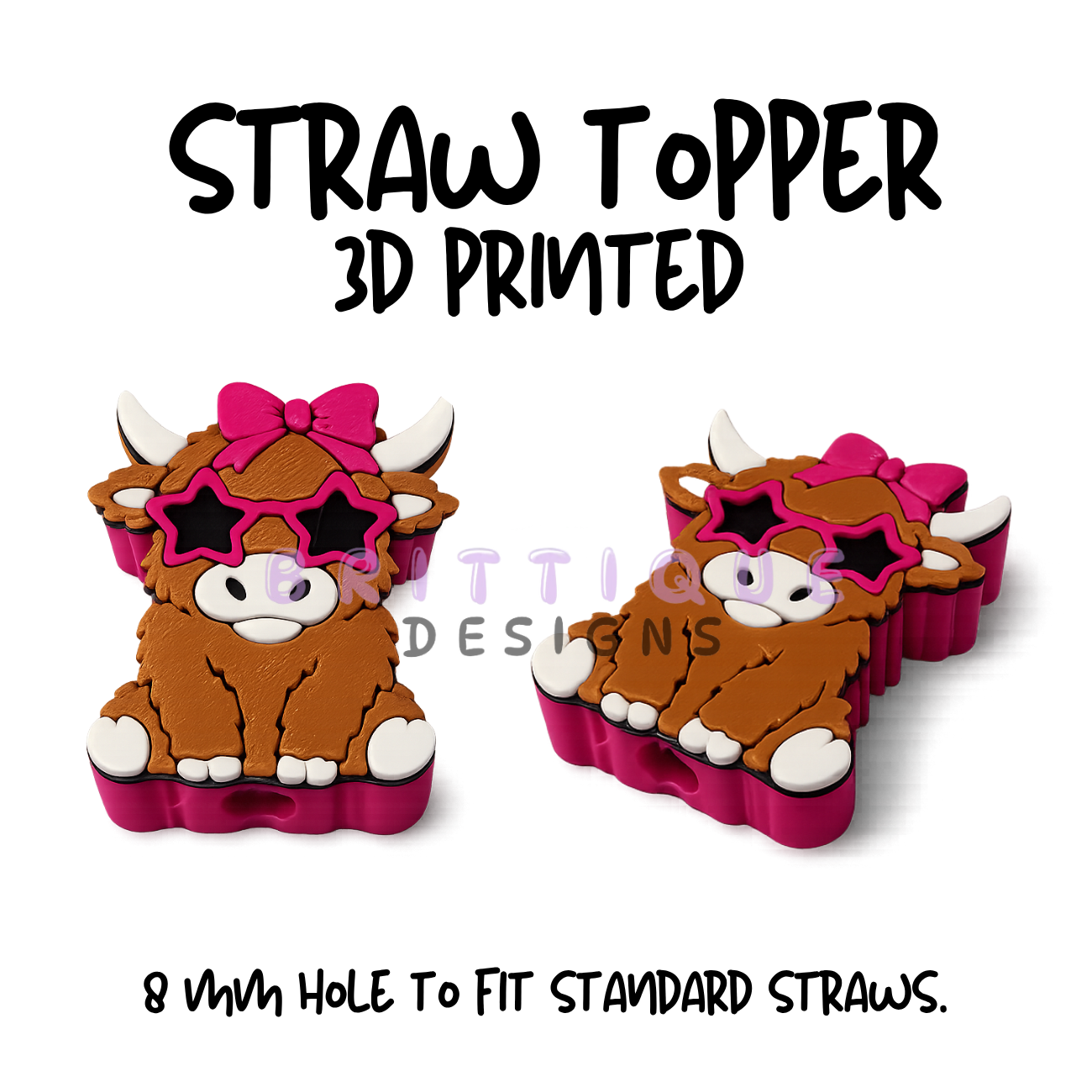 Straw Toppers | 3D Printed | 8mm Hole
