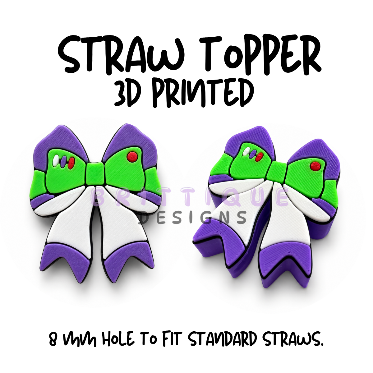 Straw Toppers | 3D Printed | 8mm Hole