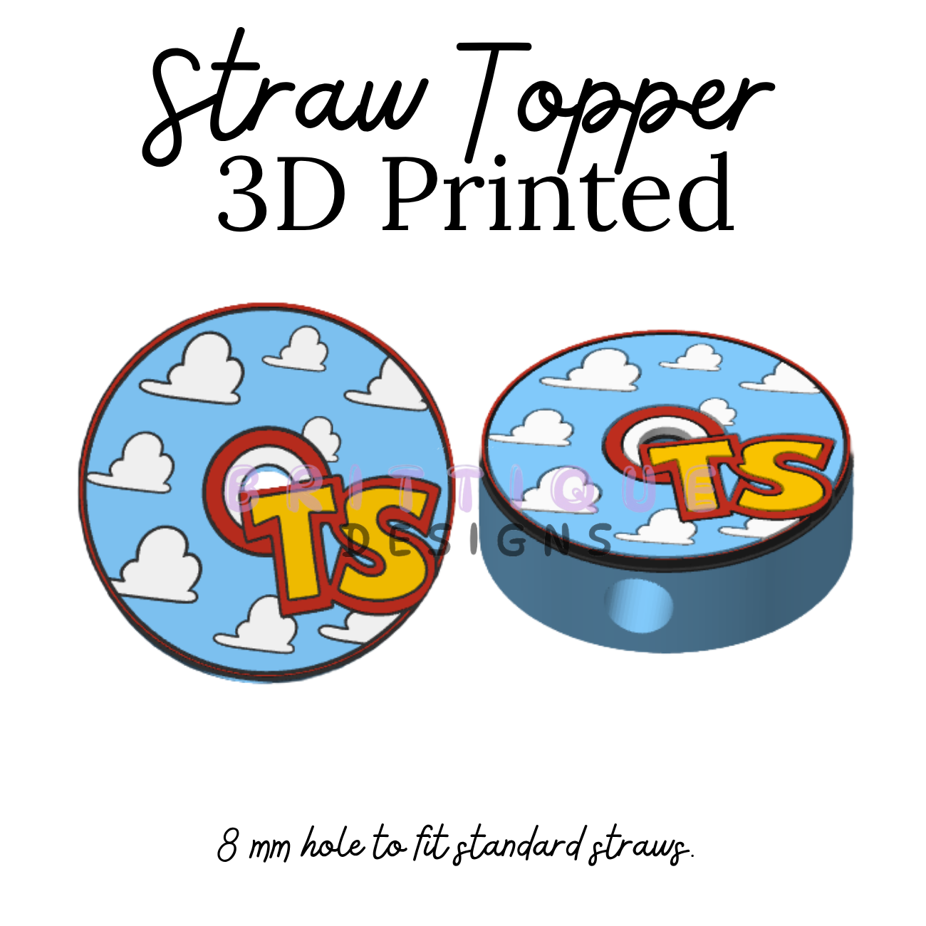 Straw Toppers | 3D Printed | 8mm Hole