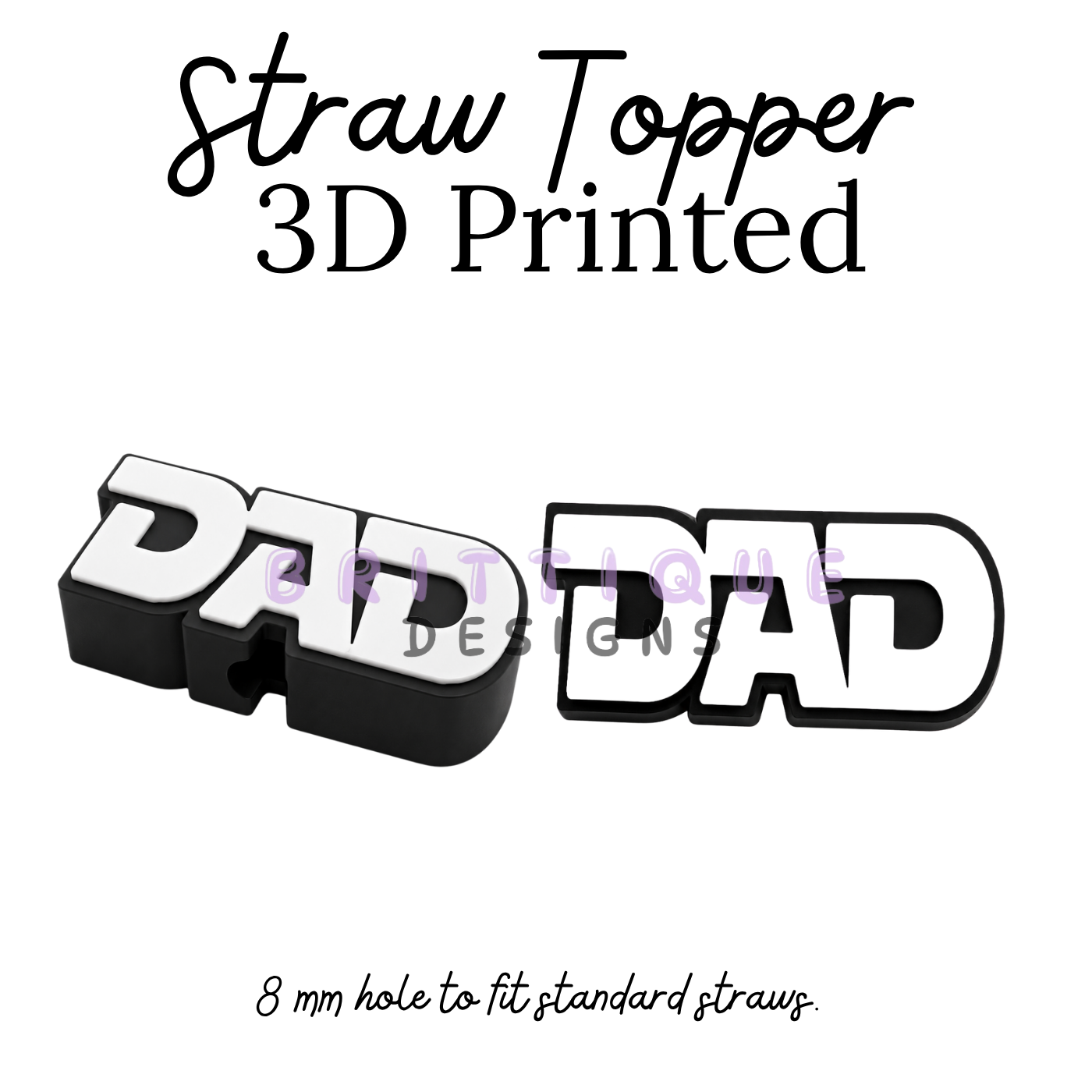 Straw Toppers | 3D Printed | 8mm Hole