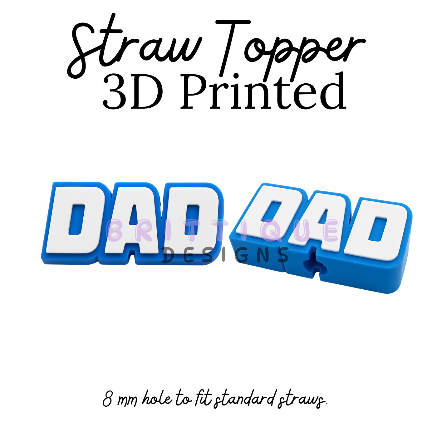 Straw Toppers | 3D Printed | 8mm Hole