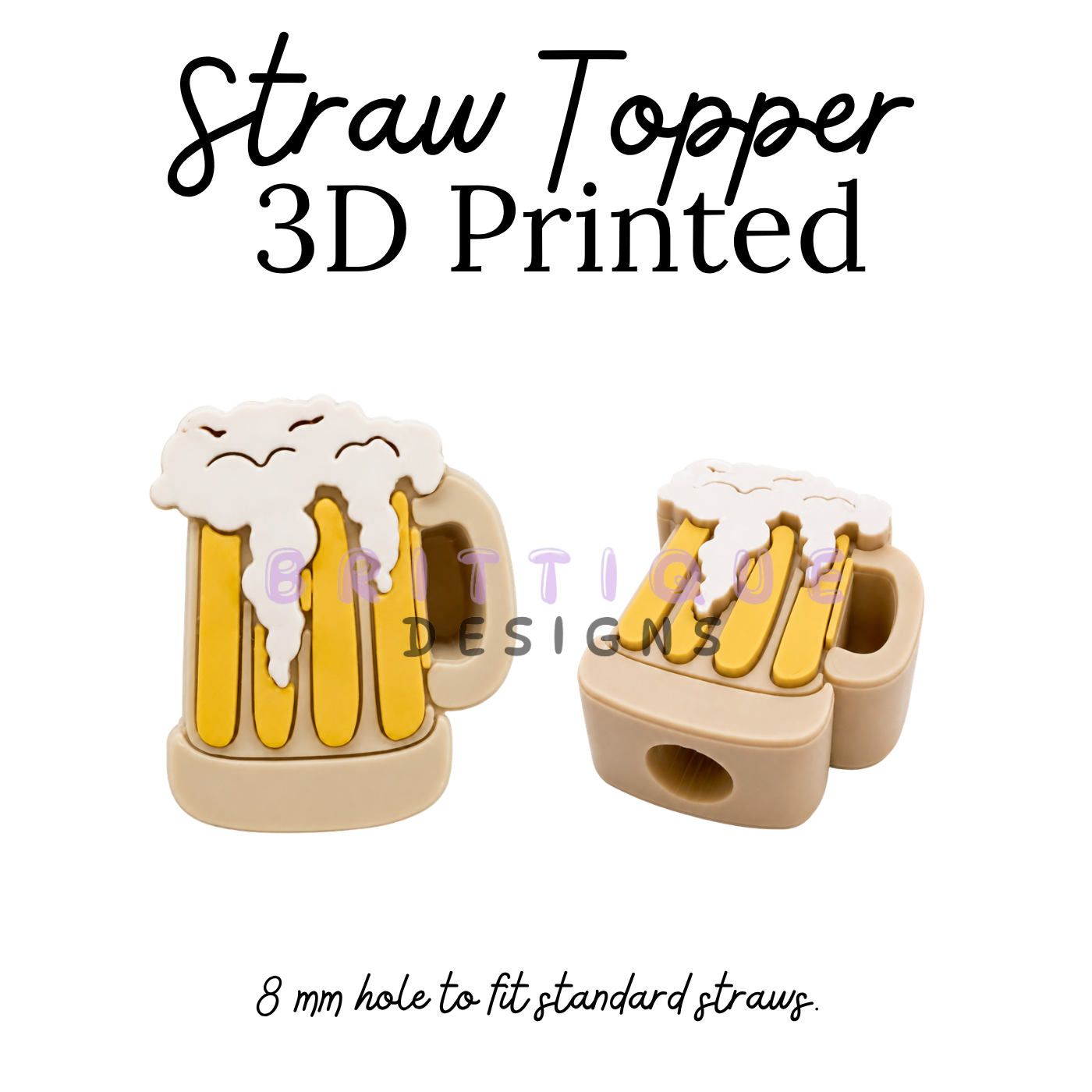 Straw Toppers | 3D Printed | 8mm Hole