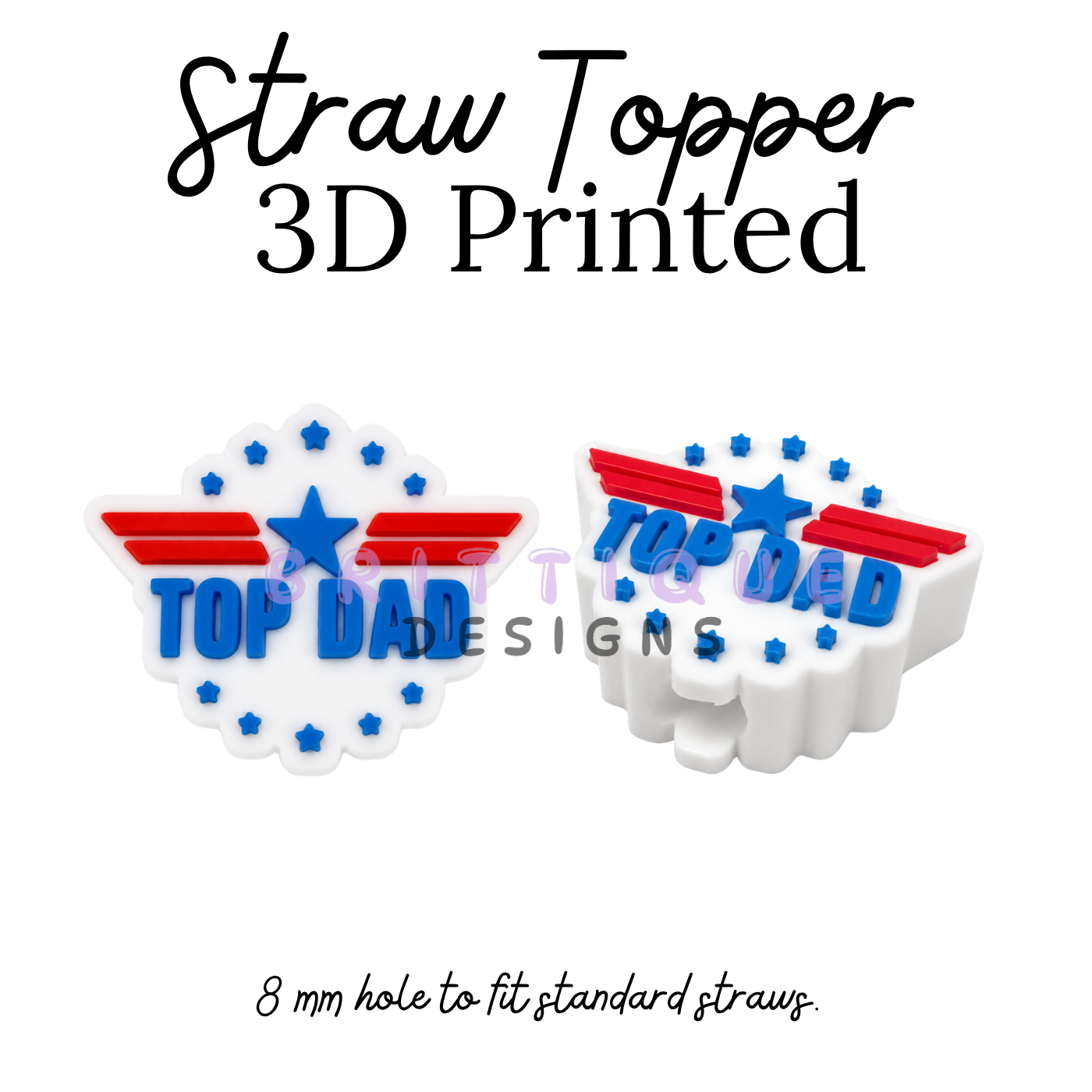 Straw Toppers | 3D Printed | 8mm Hole