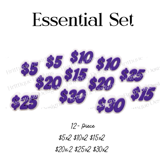 12 Piece 3D Printed Market Sign Set – Purple & White | Seconds & Samples