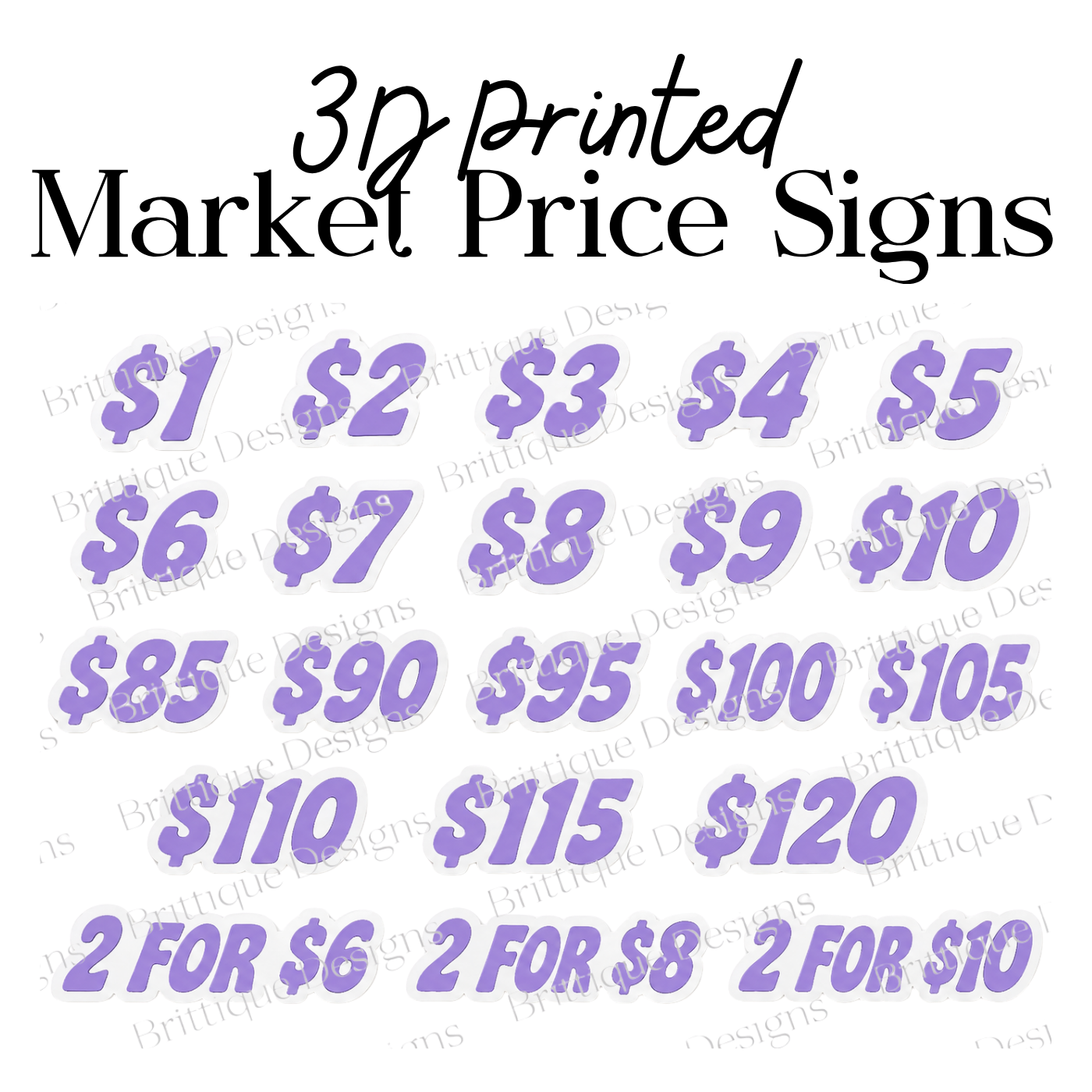 Individual Market Signs | 3D Printed