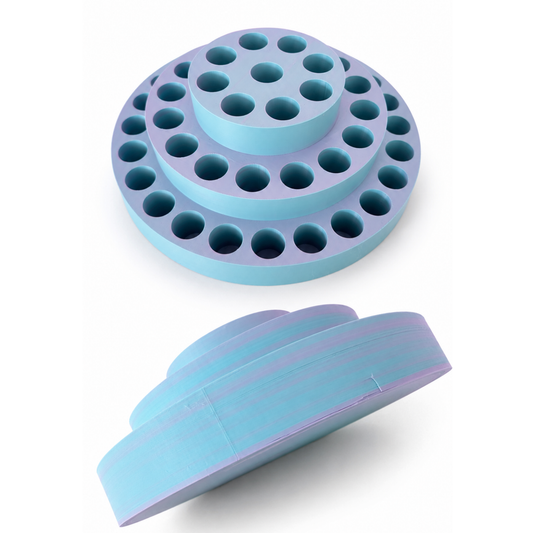 3 Tier Spinning Display Holder – 50 x 20mm Holes – Pink & Blue Bi-Colour | Seconds & Samples