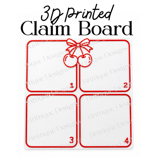 Cherry Bow 1234 3D Printed Claim Board – Red & White | Seconds & Samples