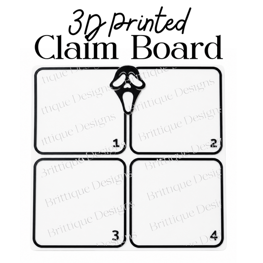 Ghostie 1234 3D Printed Claim Board – Black & White | Seconds & Samples