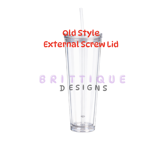 24oz Acrylic Flat Top Snow Globe Tumbler Blank – Old Style | Seconds & Samples