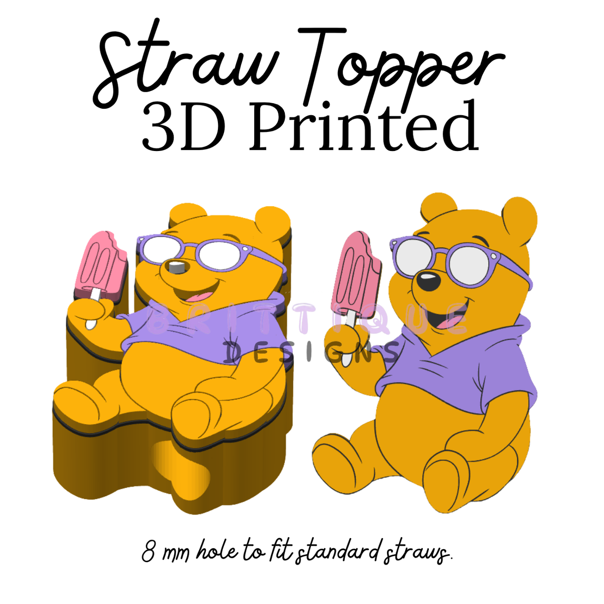 Straw Toppers | 3D Printed | 8mm Hole