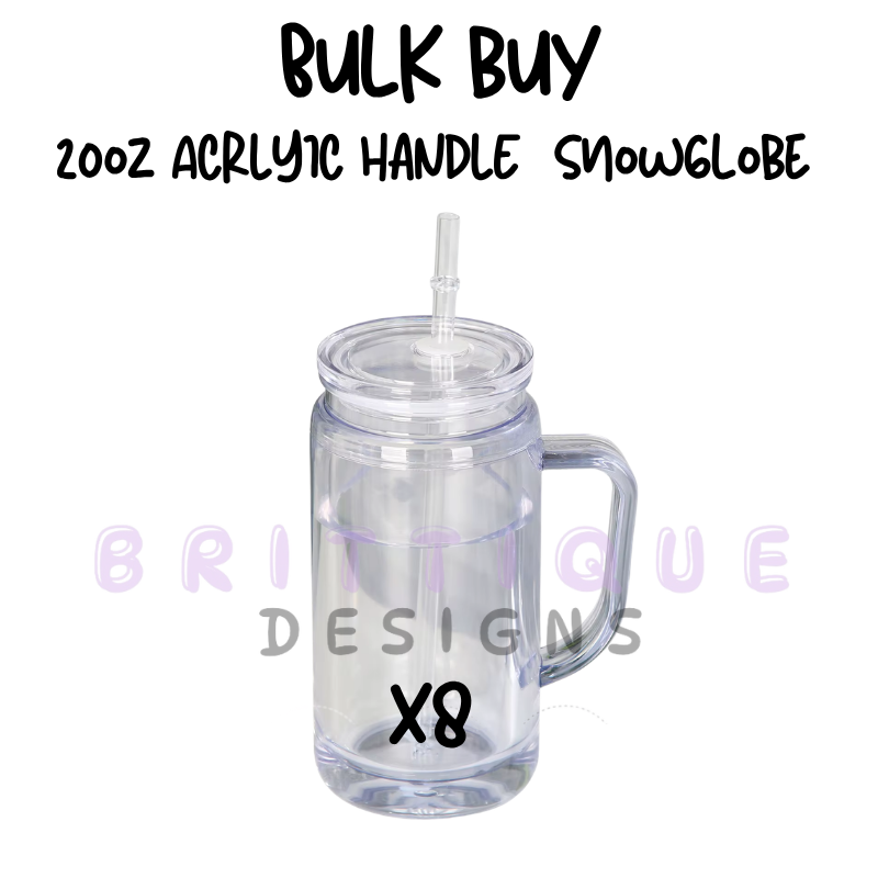 BULK BUY | 20oz Acrylic Handle Snowglobe | Clear