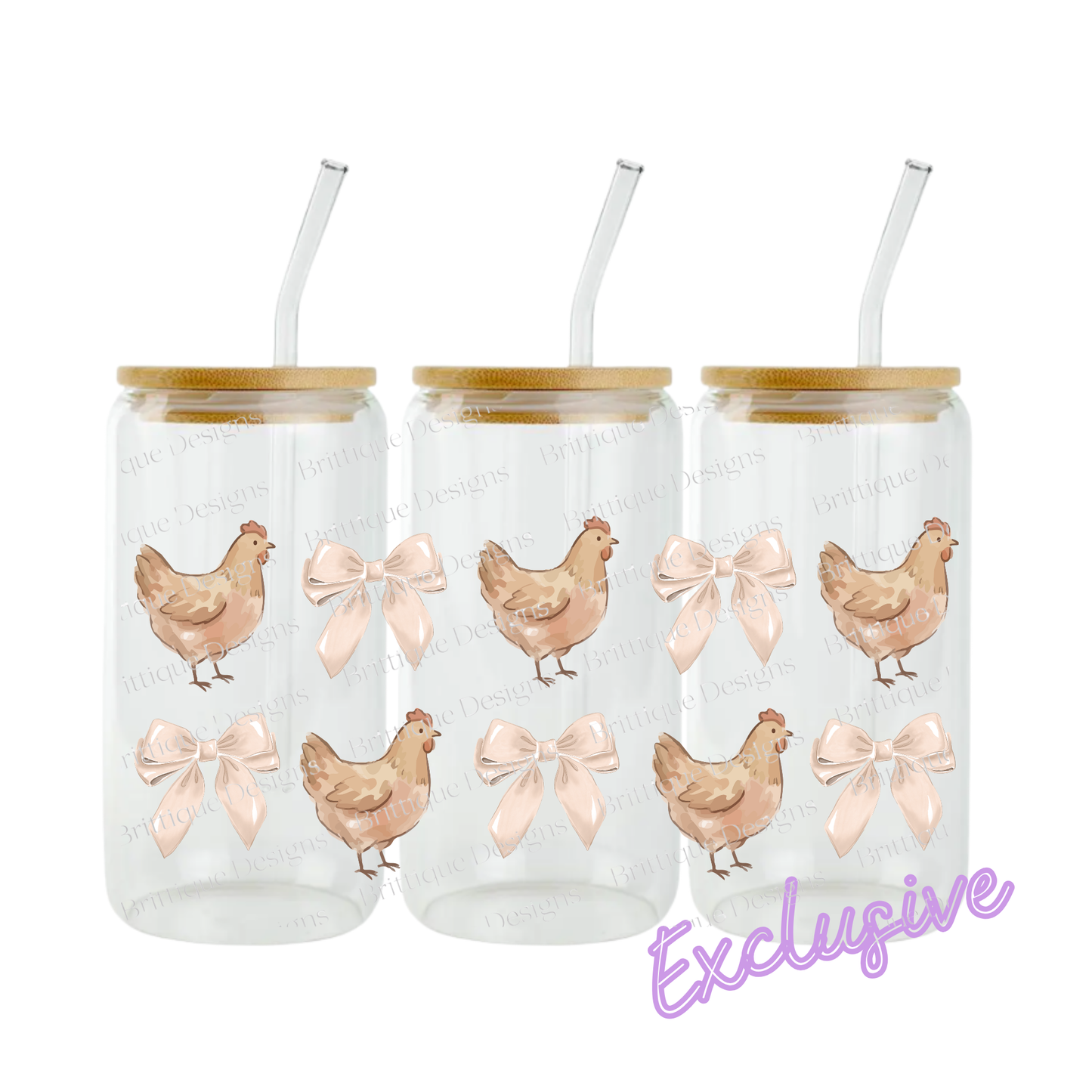 Chickens & Bows | 16oz UV DTF Exclusive | #1002