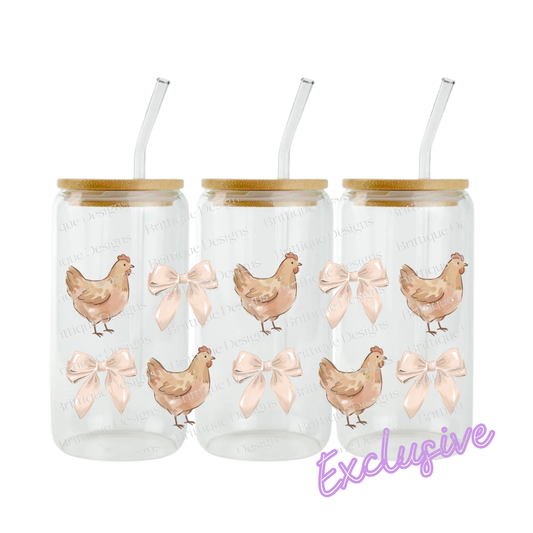 Chickens & Bows | 16oz UV DTF Exclusive | #1002