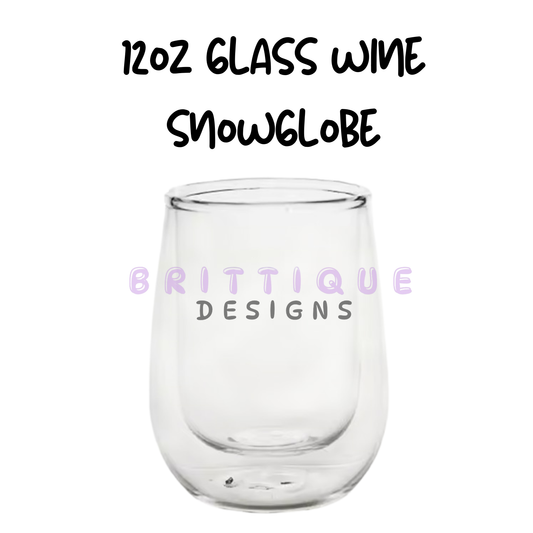 12oz Glass Wine Snowglobe Blank