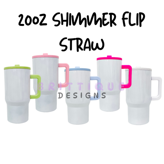 20oz Shimmer Flip Straw Sublimation Tumbler Blank