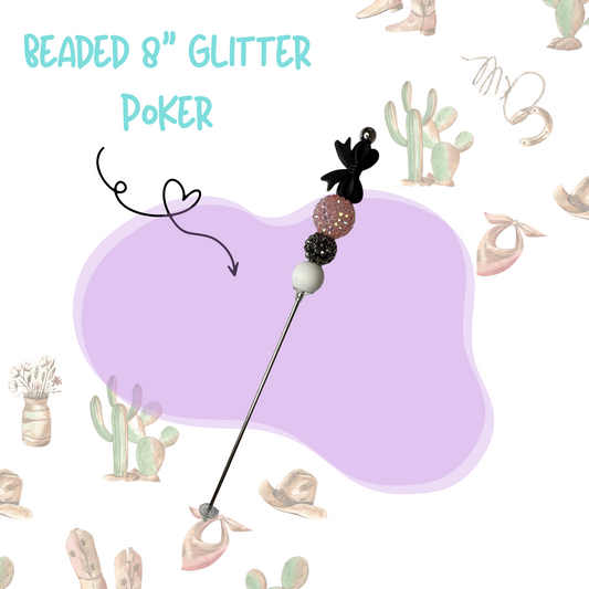 'Black Bow' 8" Glitter Poker