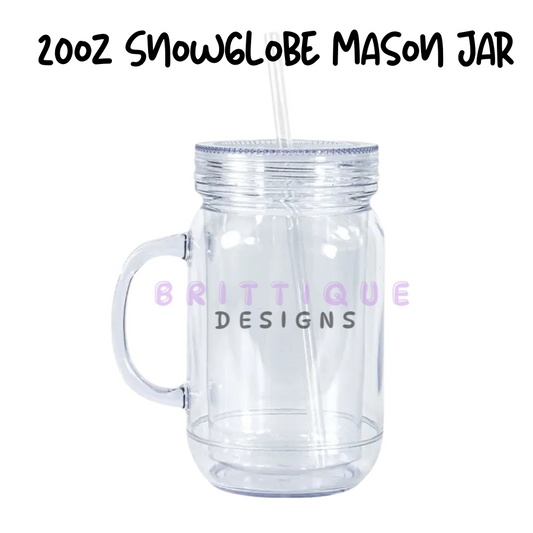 Acrylic 20oz Snowglobe Mason Jar | Blank