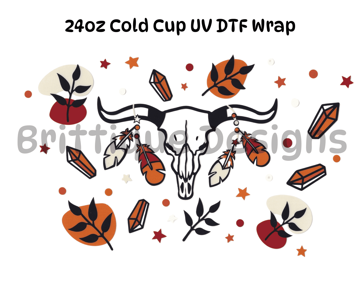'Cow Shull' 24oz Cold Cup UV DTF Wrap