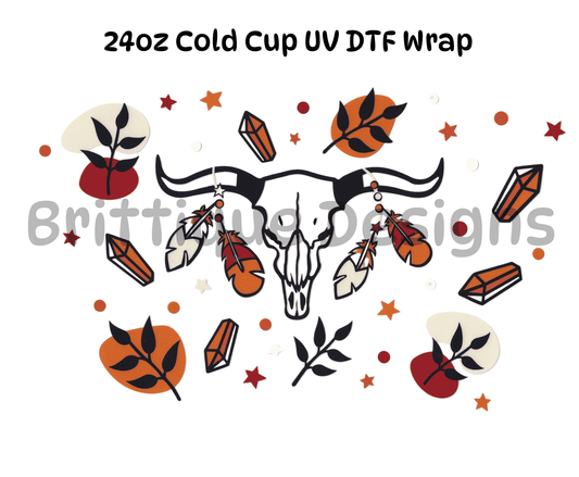 'Cow Shull' 24oz Cold Cup UV DTF Wrap